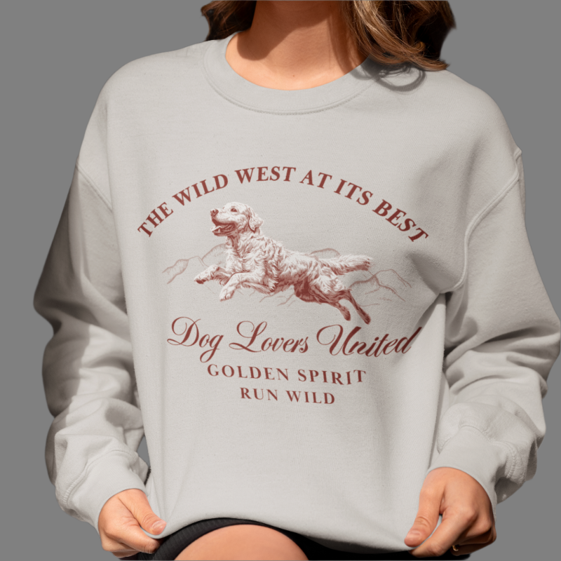 golden retriever wild west sweater sport grey