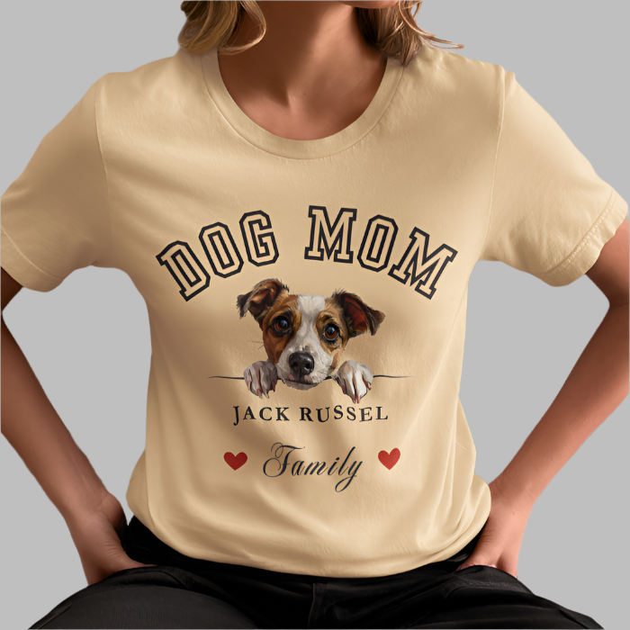 jack russel dog mom t-shirt, dog lover gift, mother;s day gift, soft cream