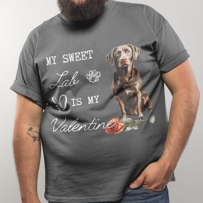 labrador chocolate valentine tee plus size model man