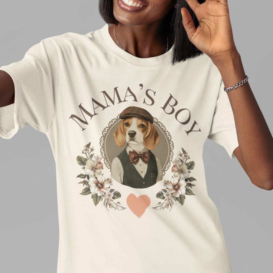 vintage shabby chic style beagle t-shirt mama's boy