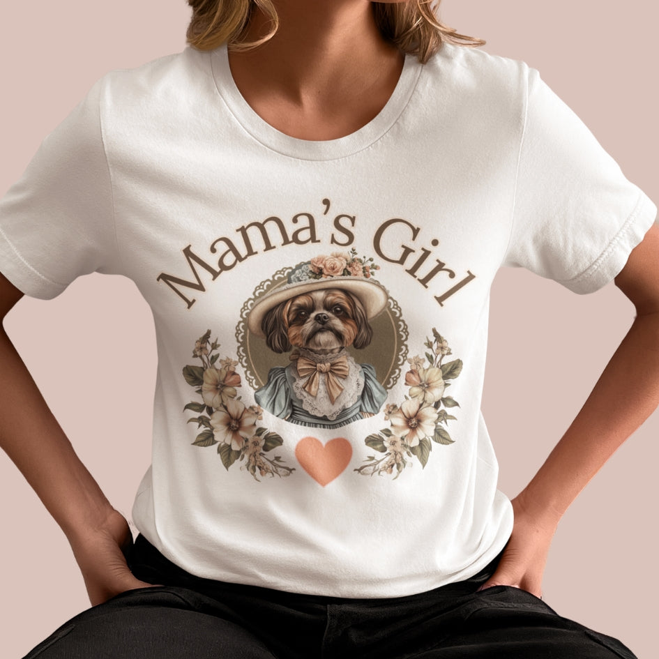 mama's girl shih tzu vintage shirt shabby chic, victorian shih tzu
