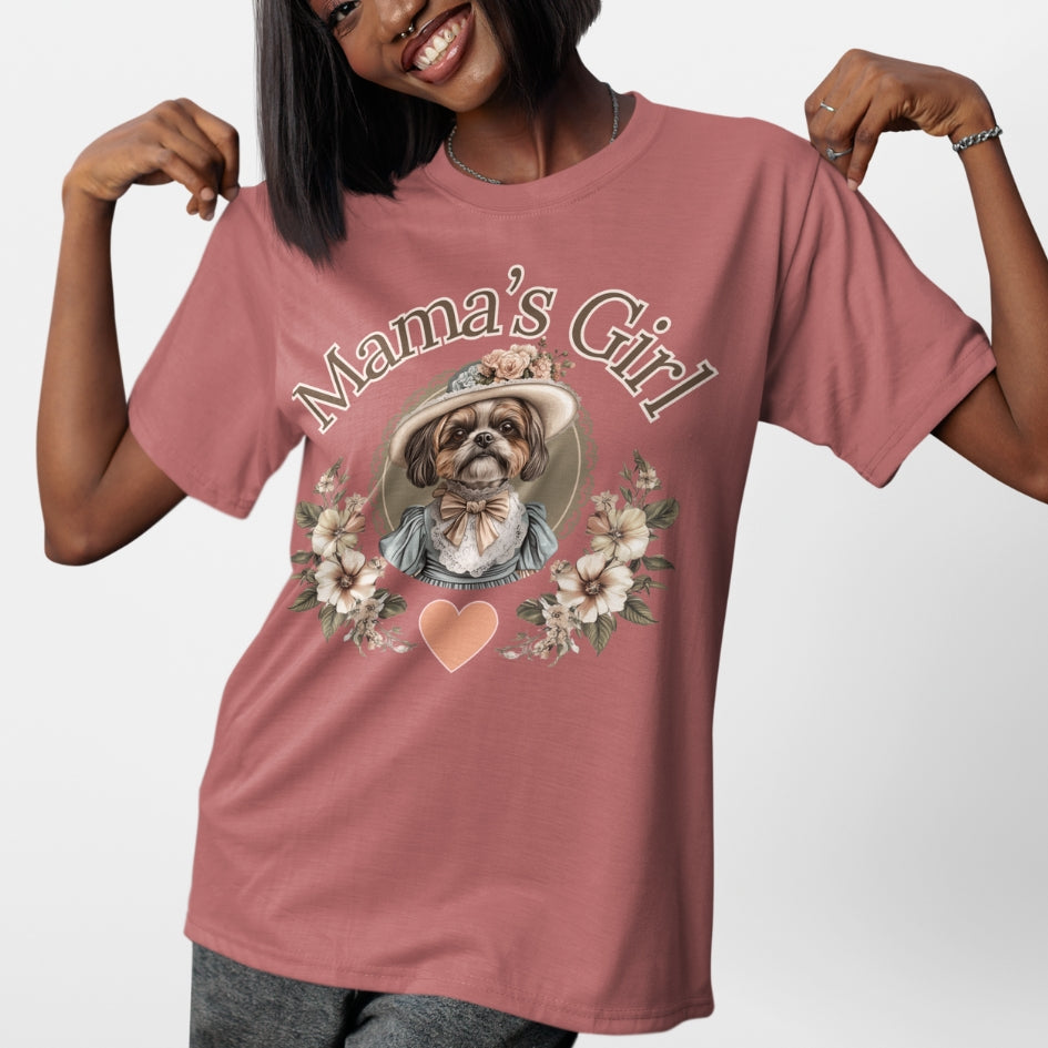 mama's girl shih tzu vintage shirt shabby chic, victorian shih tzu