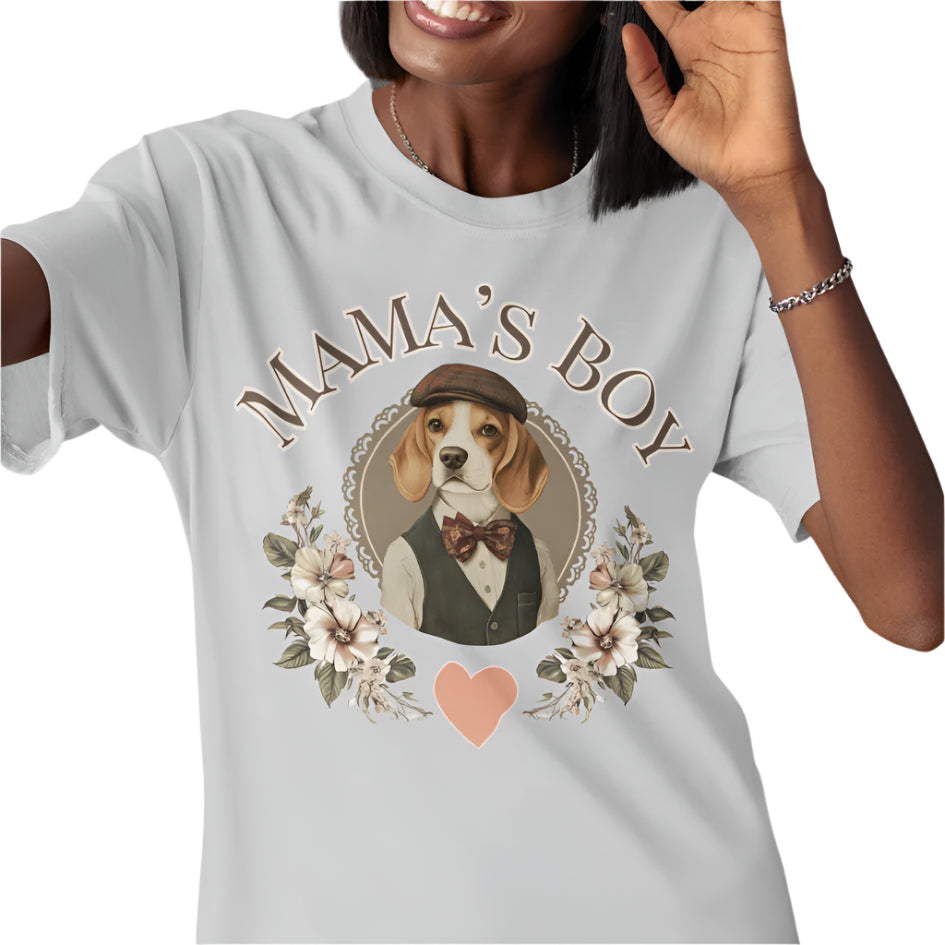 vintage shabby chic style beagle t-shirt mama's boy