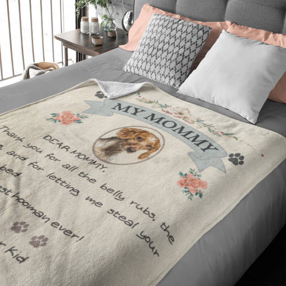 Personalized Dog Mom Blanket – Letter From Your Dog with Photo &Name - Shepra Fleece Blanket