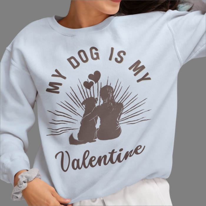 my dog my valentine dog mom sweater light blue