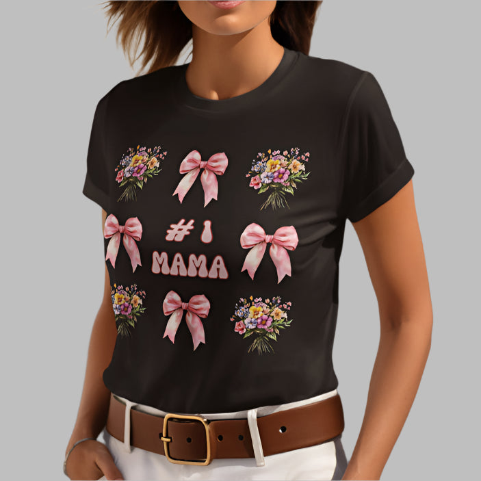 floral mama shirt black