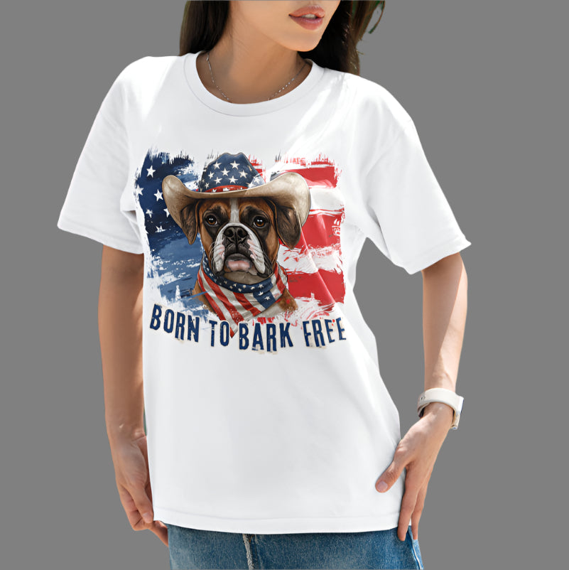 born to bark free boxer patriotic t-shirt, 4th of july, independance day dog lover t-shirt