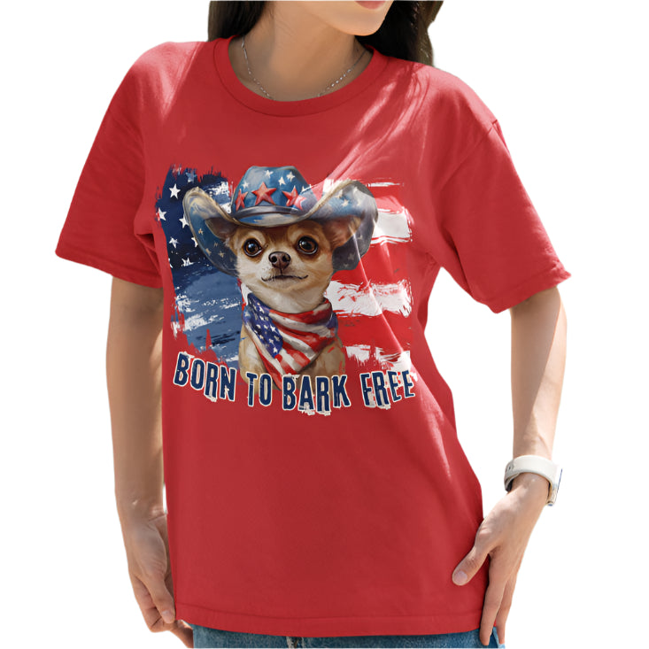 born to bark free chihuahua patriotic t-shirt, 4th of july, independance day dog lover t-shirt