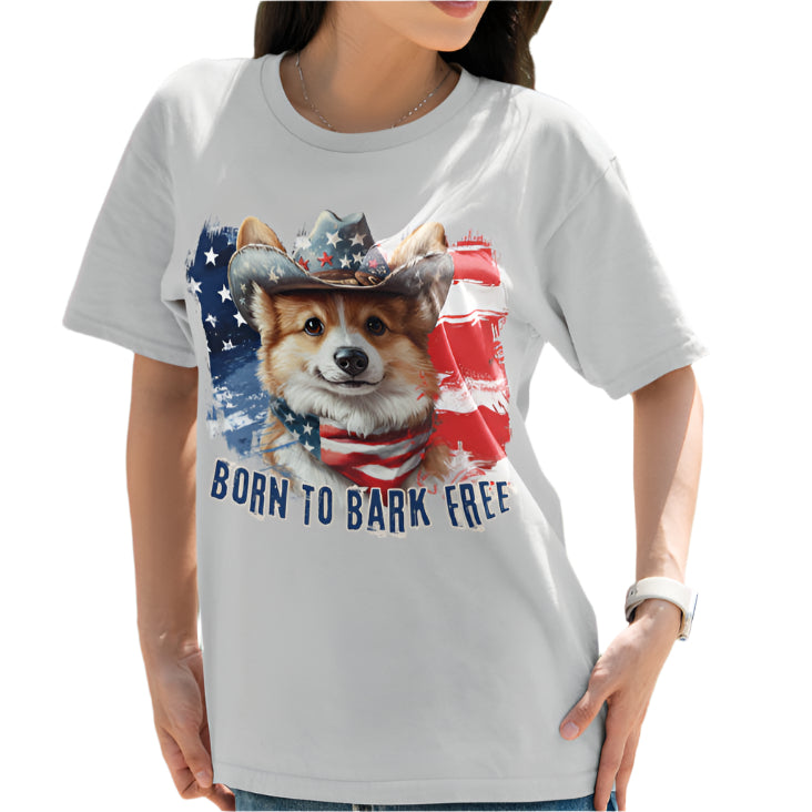 born to bark free corgi patriotic t-shirt, 4th of july, independance day dog lover t-shirt