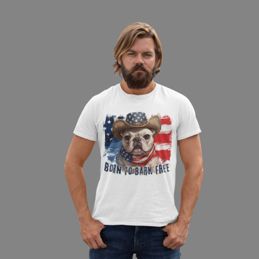 born to bark free frenchie patriotic t-shirt, 4th of july, independance day dog lover t-shirt