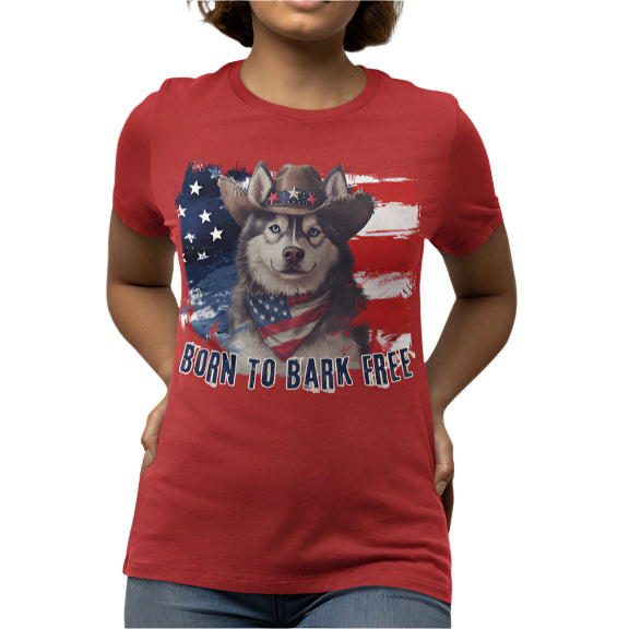 born to bark free siberian husky patriotic t-shirt, 4th of july, independance day dog lover t-shirt