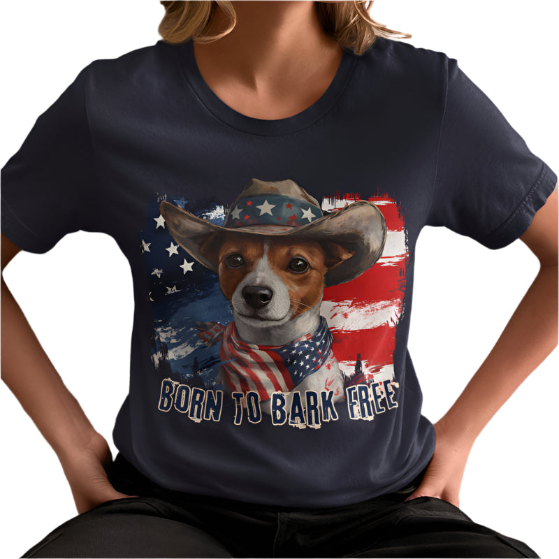 born to bark free jack russel patriotic t-shirt, 4th of july, independance day dog lover t-shirt