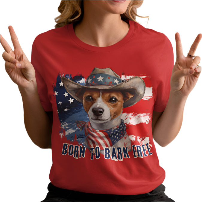 born to bark free jack russel patriotic t-shirt, 4th of july, independance day dog lover t-shirt