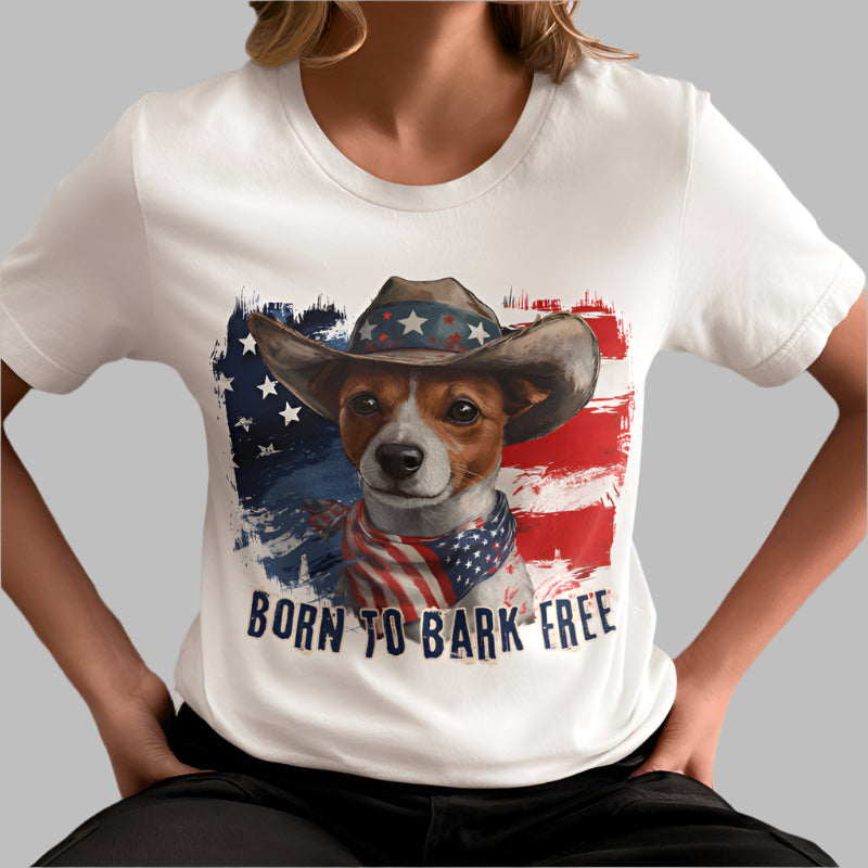born to bark free jack russel patriotic t-shirt, 4th of july, independance day dog lover t-shirt
