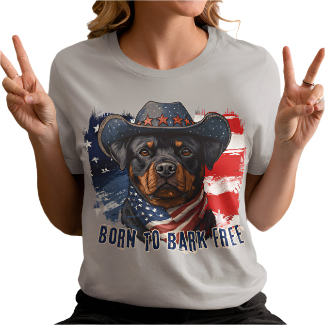 born to bark free rottweiler patriotic t-shirt, 4th of july, independance day dog lover t-shirt
