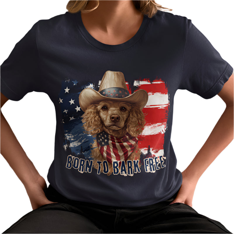 born to bark free poodle patriotic t-shirt, 4th of july, independance day dog lover t-shirt
