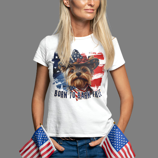 born to bark free yorkie patriotic t-shirt, 4th of july, independance day dog lover t-shirt