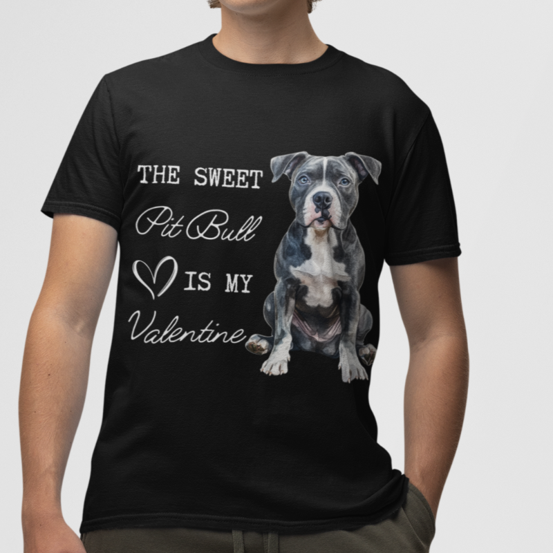 pit bull valentine shirt black