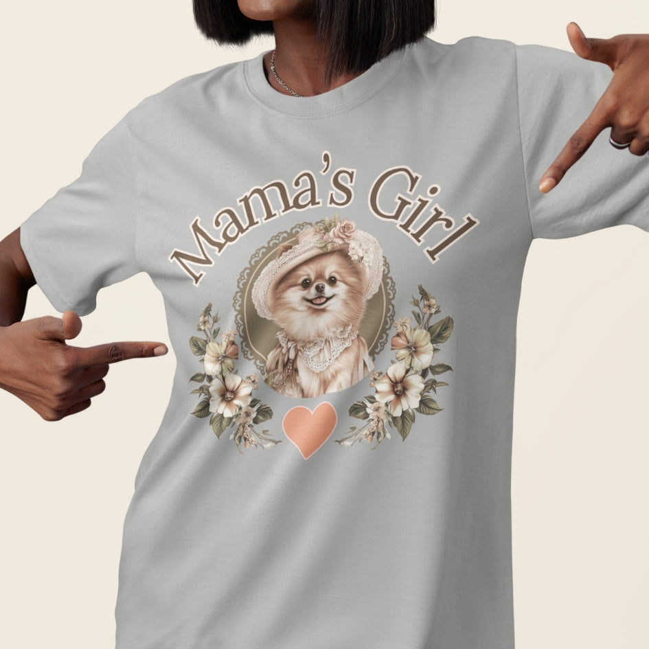 pomeranian shabby chic mama's girl tee