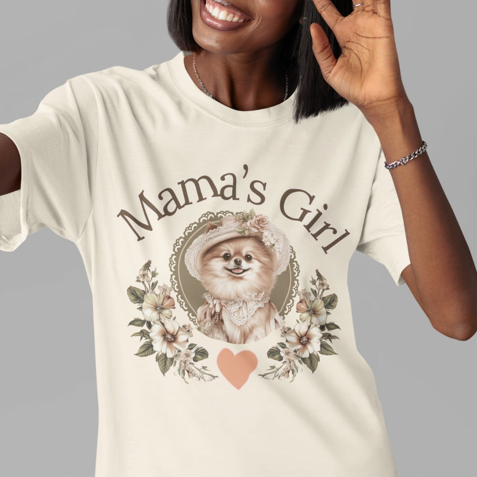 pomeranian shabby chic mama's girl tee