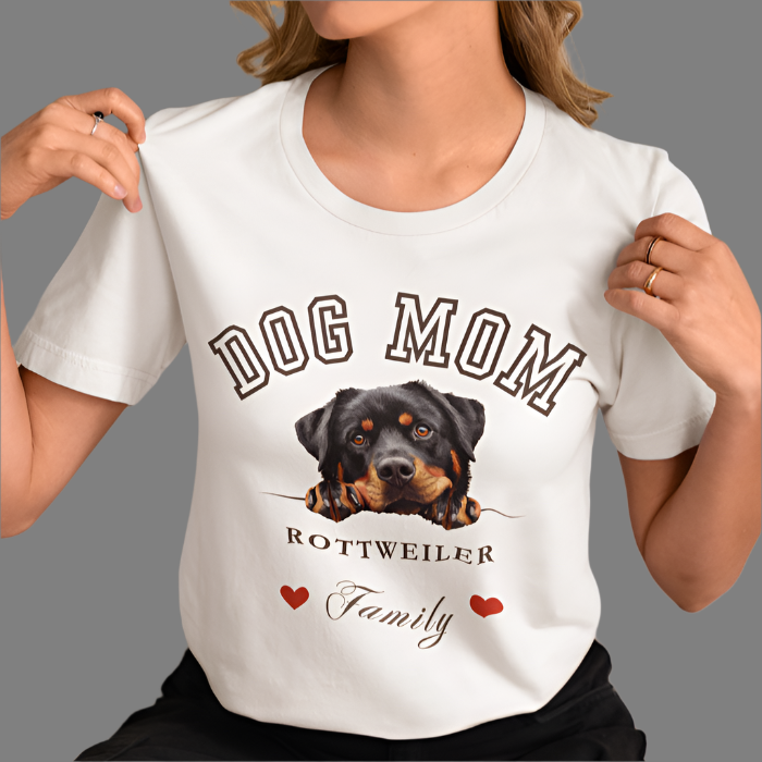 rottweiler dog mom t-shirt, mother's day, dog lover gift, white