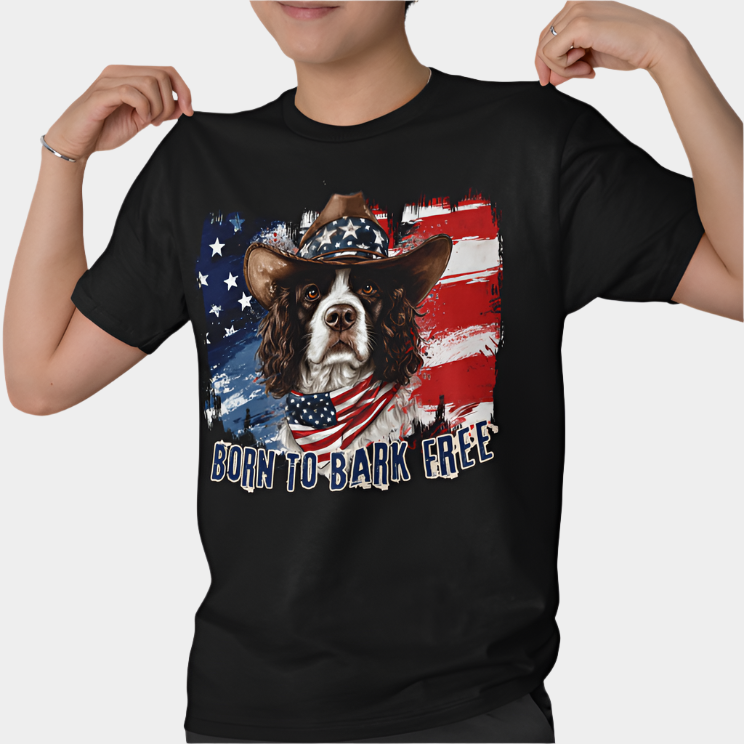 springer spaniel american flag patriotic t-shirt black