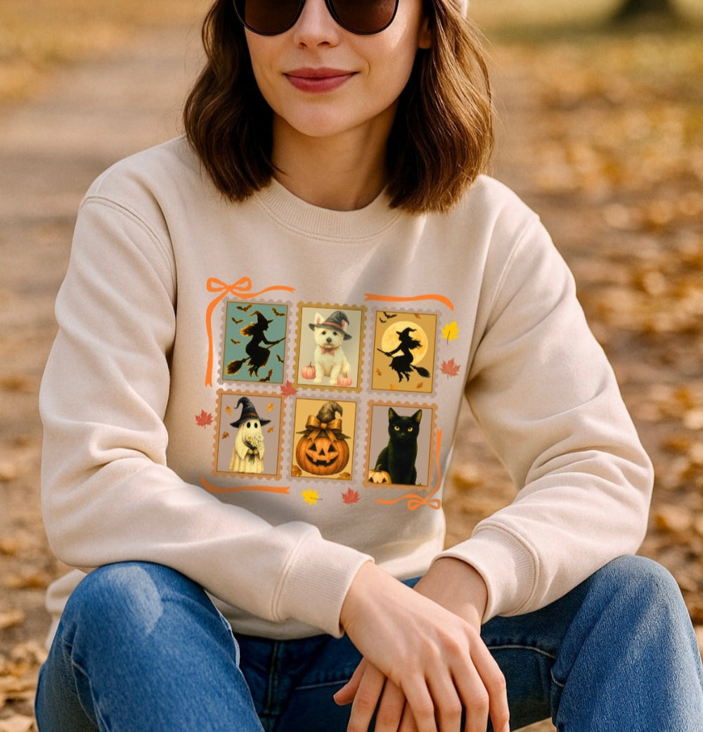 Halloween Westie Lover Stamp Sweatshirt – Personalized Halloween Pet Edition