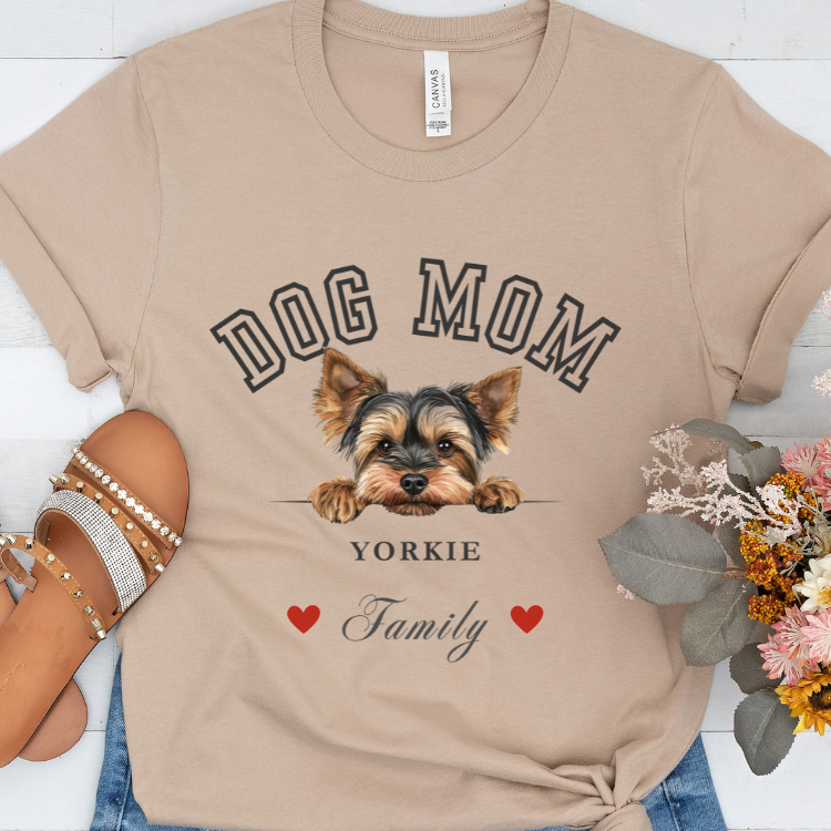Yorkie Dog Mom Family T-Shirt - Mother’s Day Gift for Dog Lovers