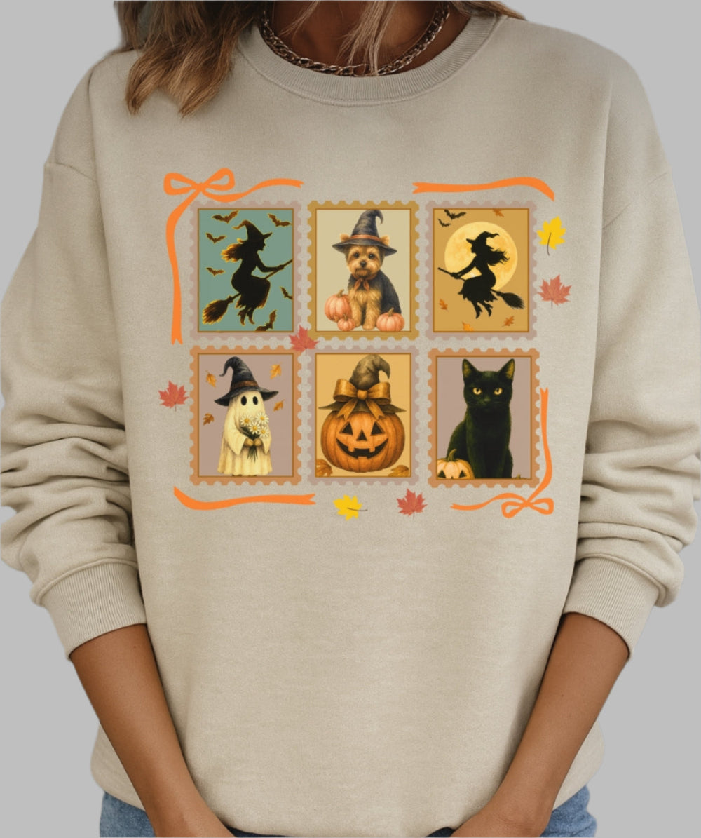 Halloween Yorkie Lover Stamp Sweatshirt – Personalized Halloween Pet Edition
