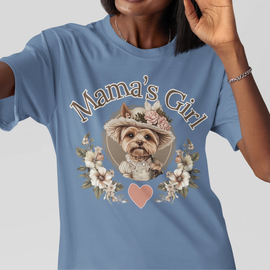 yorkie mama's girl vintage tee, shabby chic victorian style shirt, dog lover gift