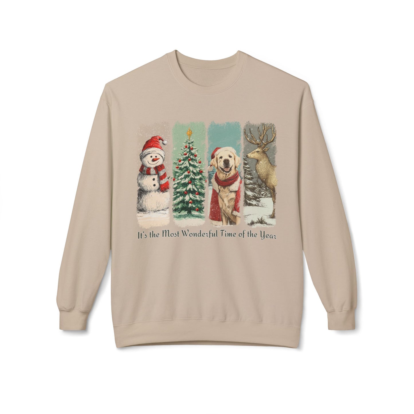 Golden Retriever Santa – Vintage Brush Stroke Christmas Sweatshirt