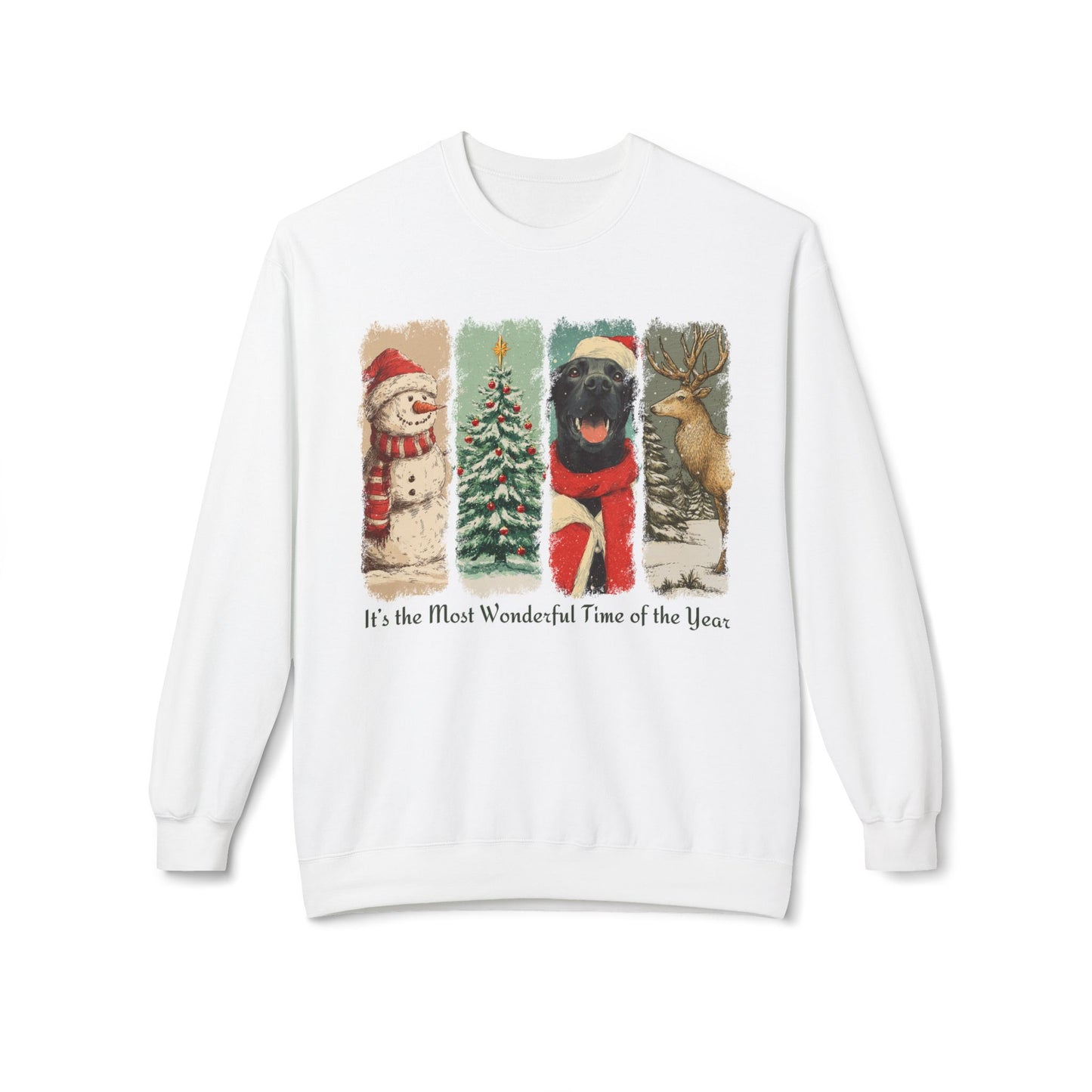 Black Labrador Santa – Vintage Brush Stroke Christmas Sweater