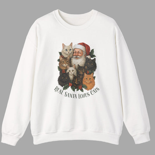 The Real Santa Loves Cats – Vintage Christmas Sweatshirt