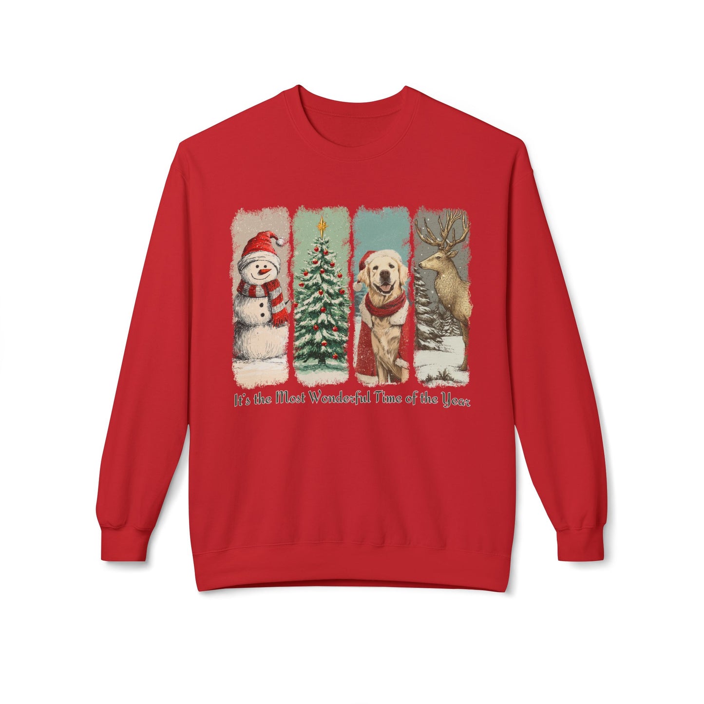 Golden Retriever Santa – Vintage Brush Stroke Christmas Sweatshirt