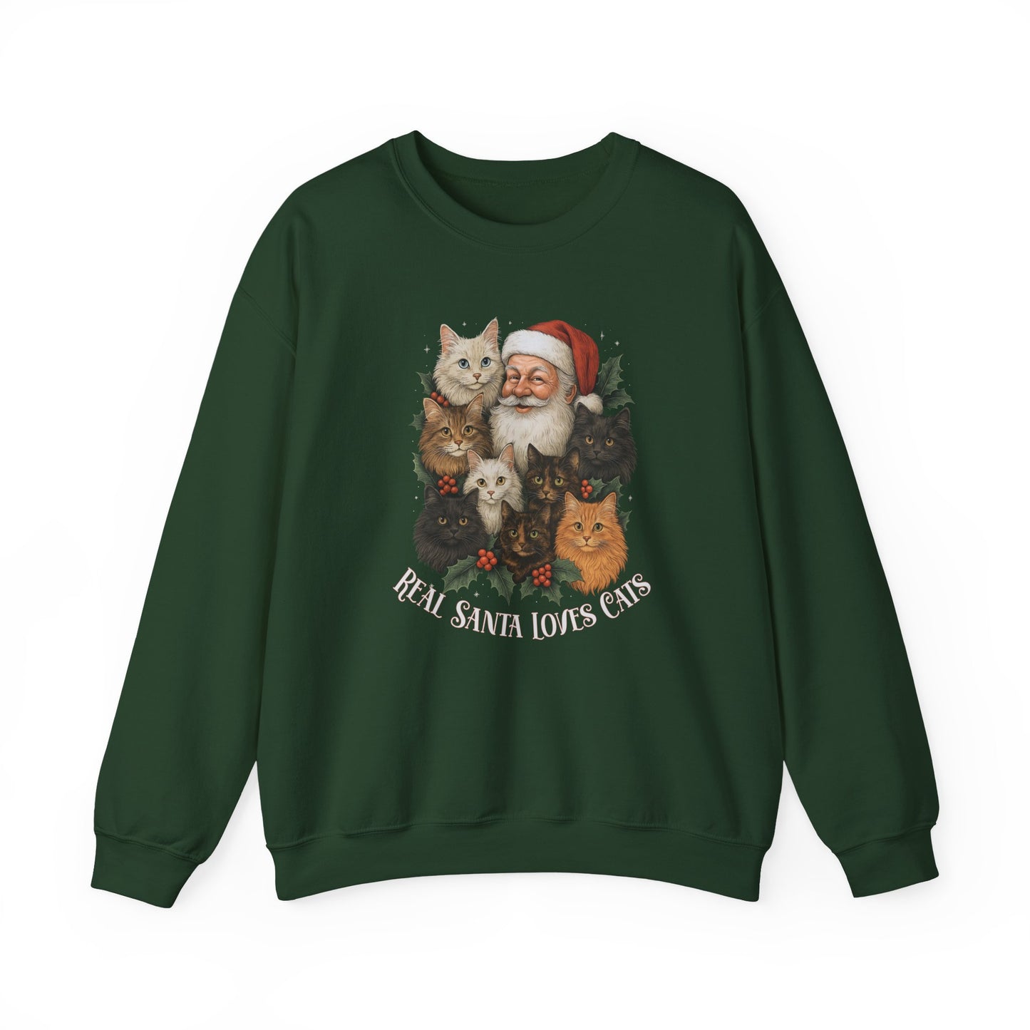The Real Santa Loves Cats – Vintage Christmas Sweatshirt