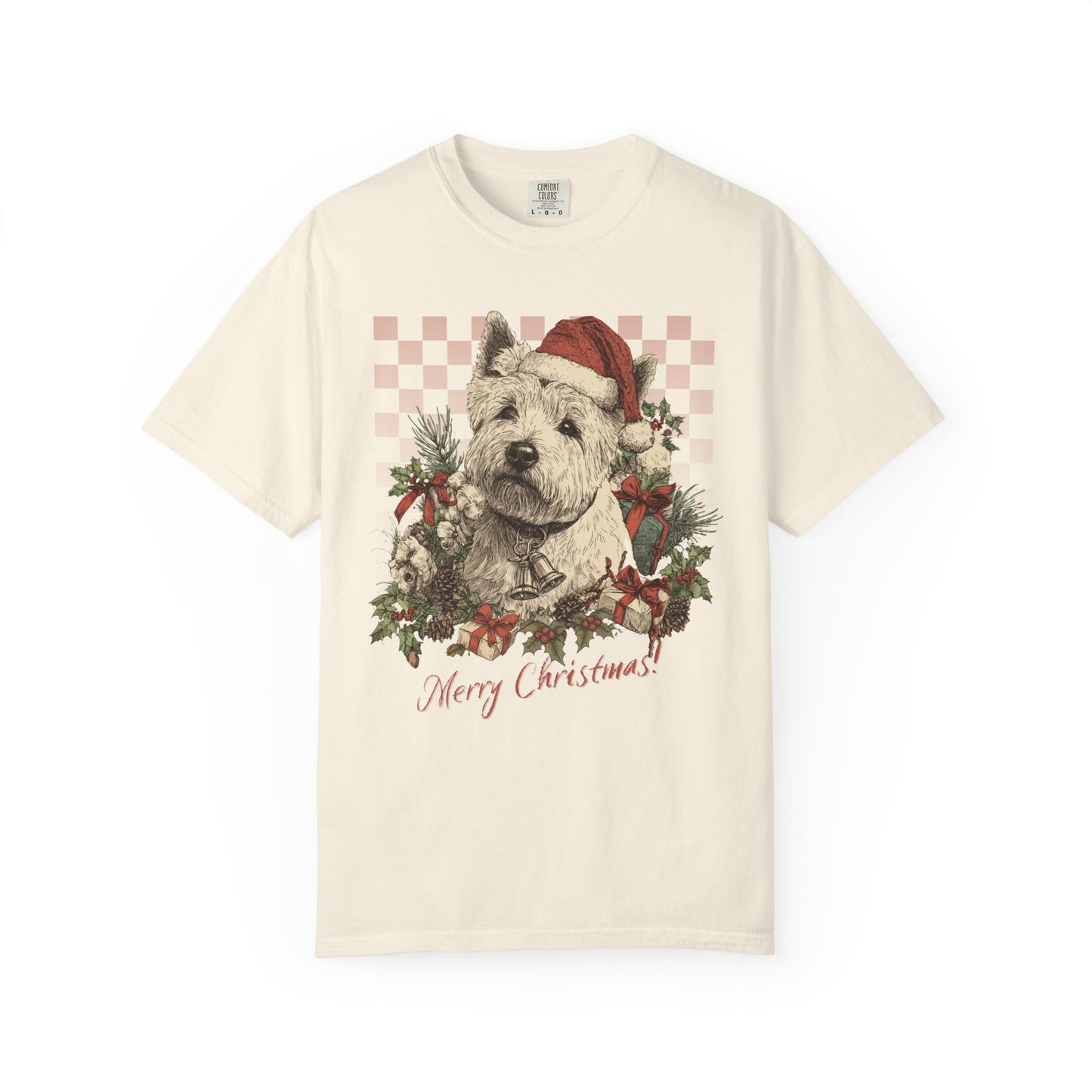 Westie Vintage Checkered Christmas Tee
