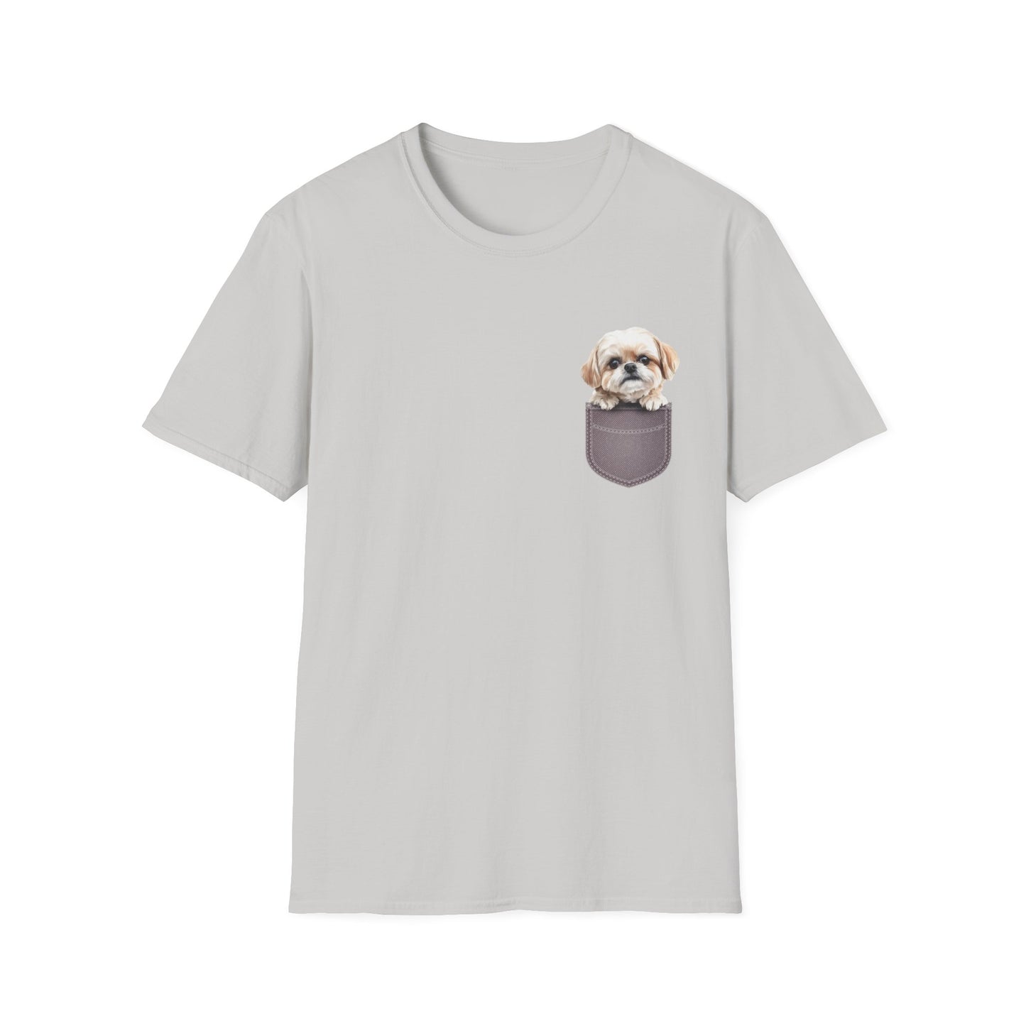 Unisex Soft-Style Maltese Puppy Pocket T-Shirt