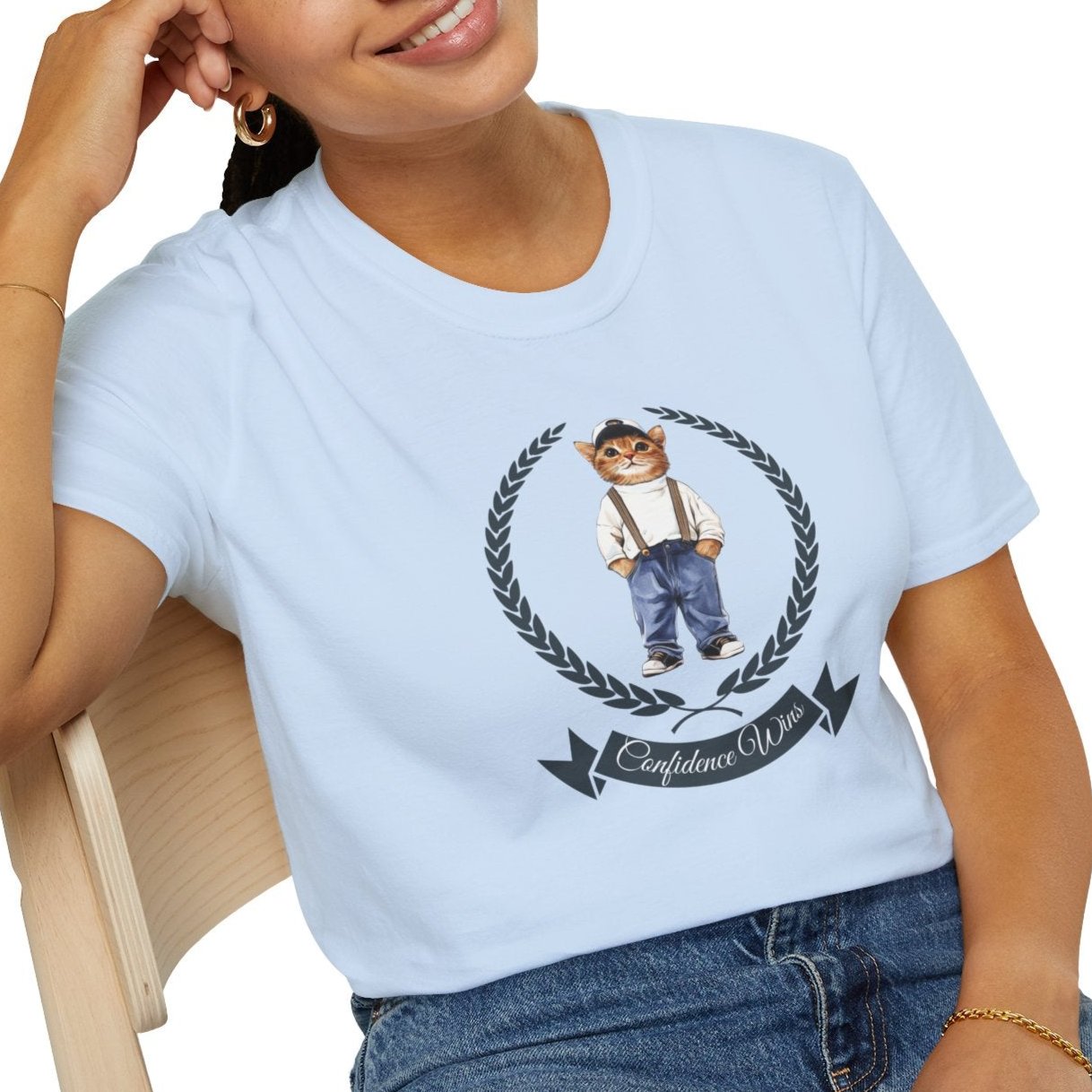 Confidence Wins - Unisex Softstyle Cat T-Shirt