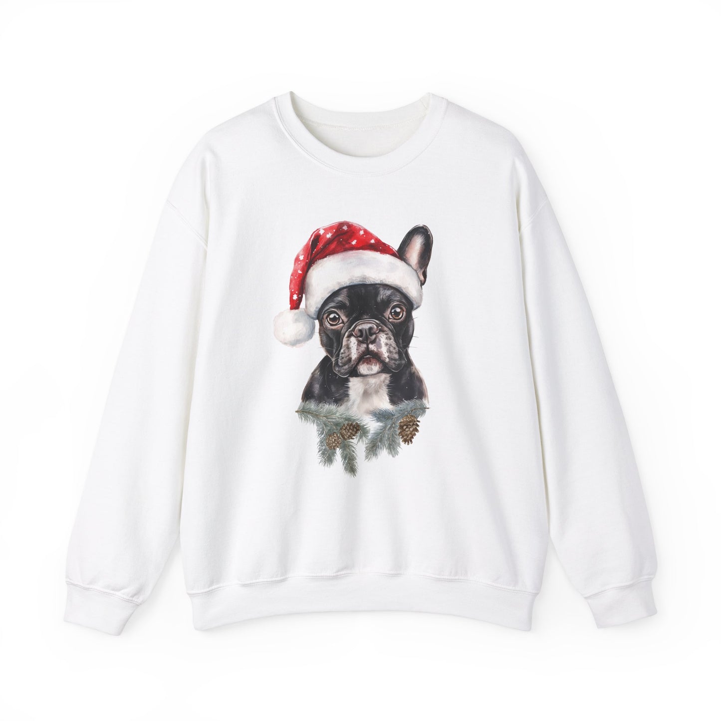 Festive Frenchie Bulldog Santa Long-Sleeve Sweater