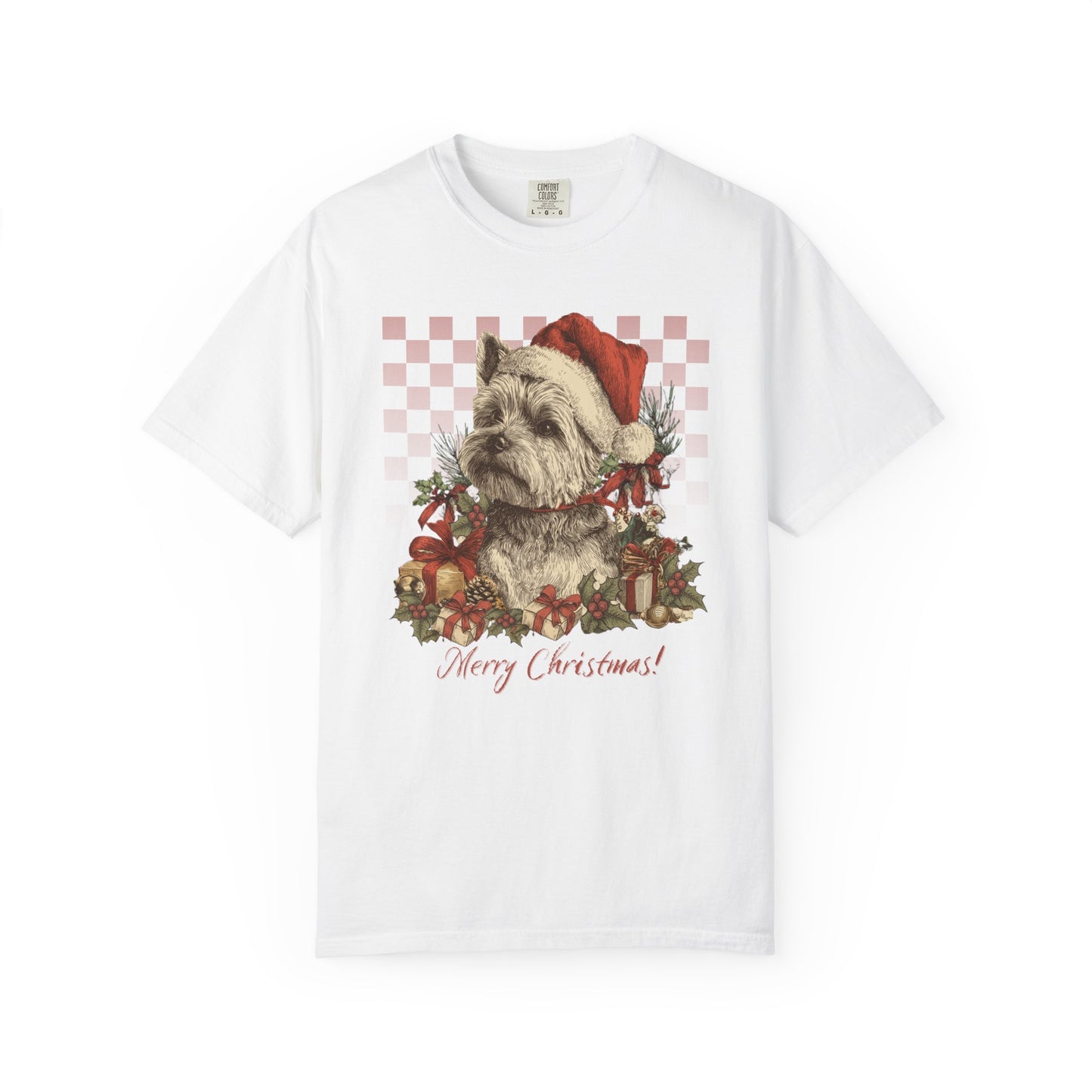 Yorkie Vintage Checkered Christmas Tee