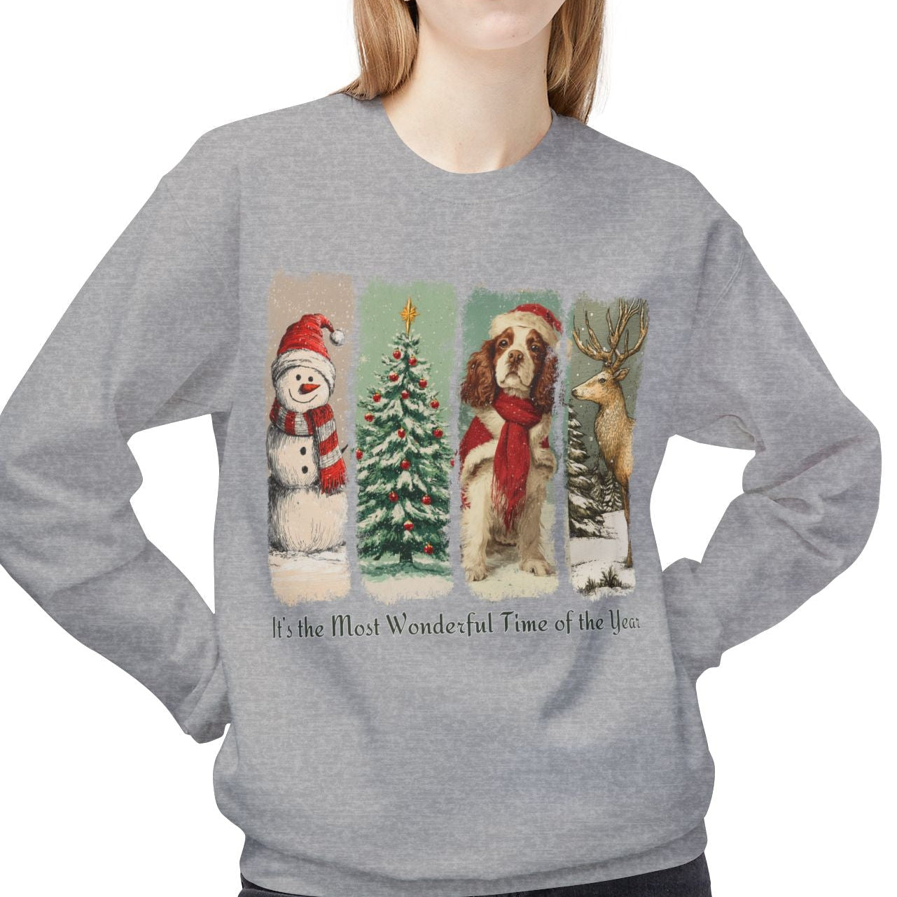 Cocker Spaniel Santa – Vintage Brush Stroke Christmas Sweatshirt