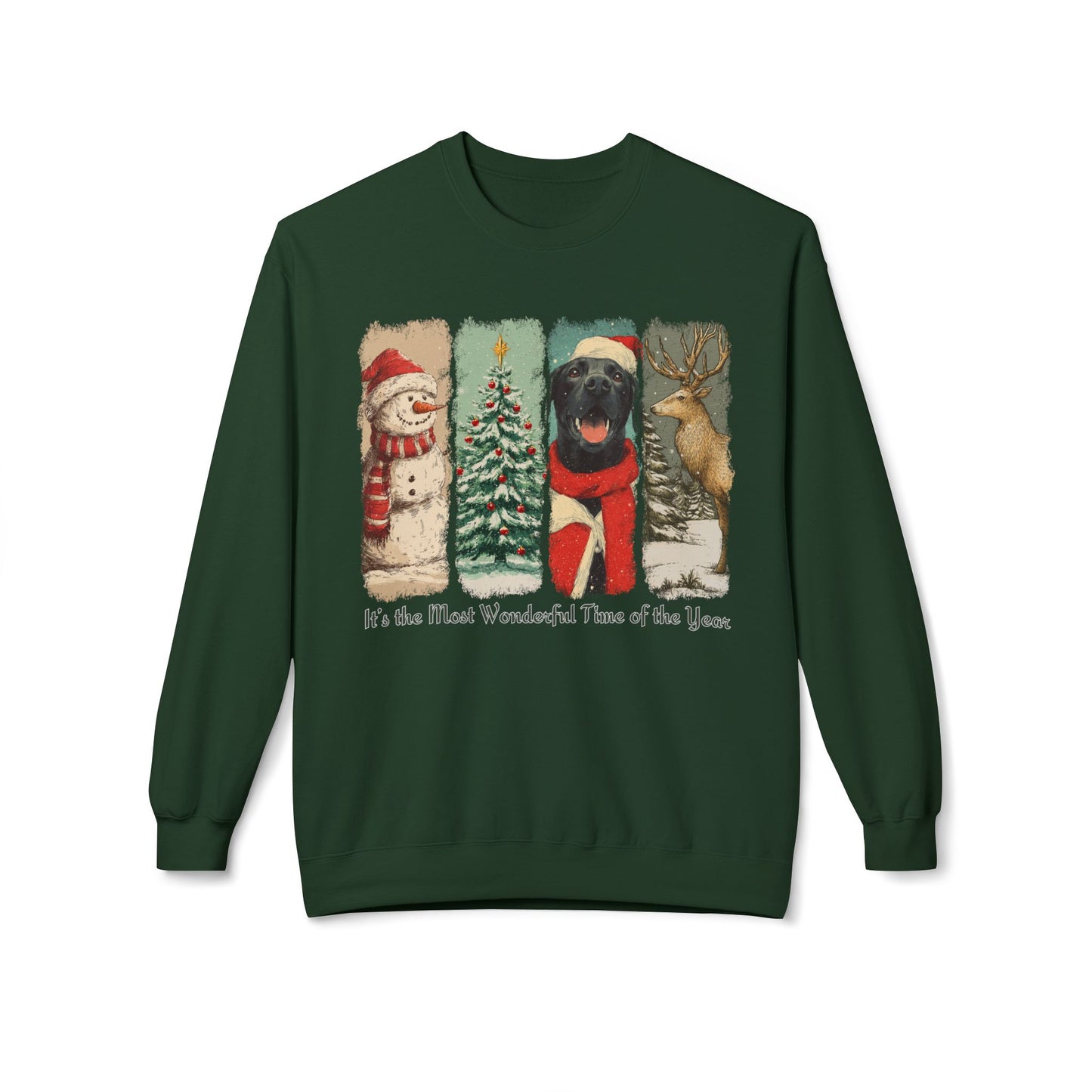 Black Labrador Santa – Vintage Brush Stroke Christmas Sweater