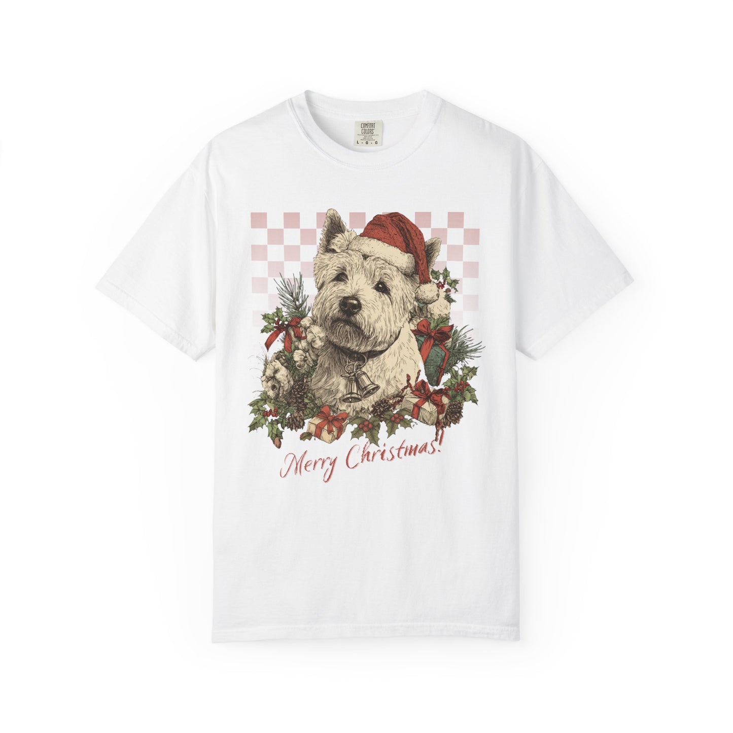 Westie Vintage Checkered Christmas Tee