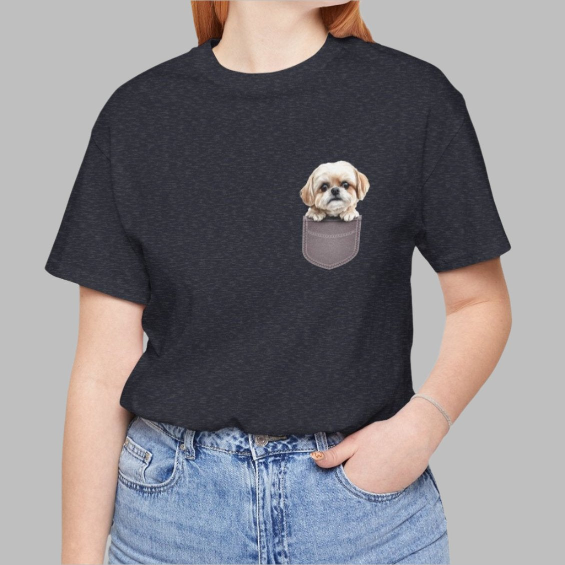 Maltese Puppy Pocket Tee - Unisex Jersey Short Sleeve T-Shirt