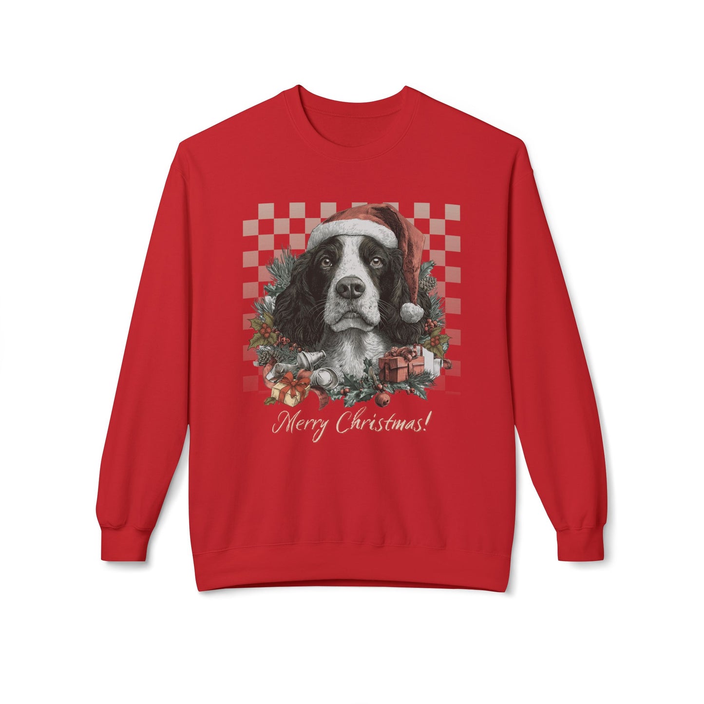 Springer Spaniel Vintage Checkered Christmas  Sweatshirt