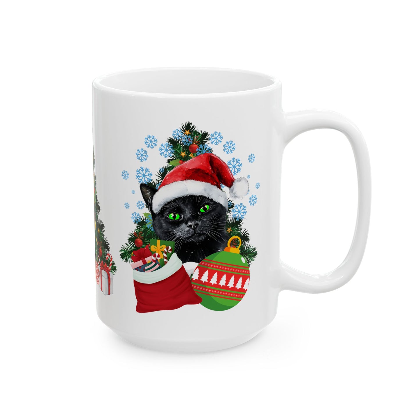 Black Cat Santa Christmas Mug  (11oz, 15oz)