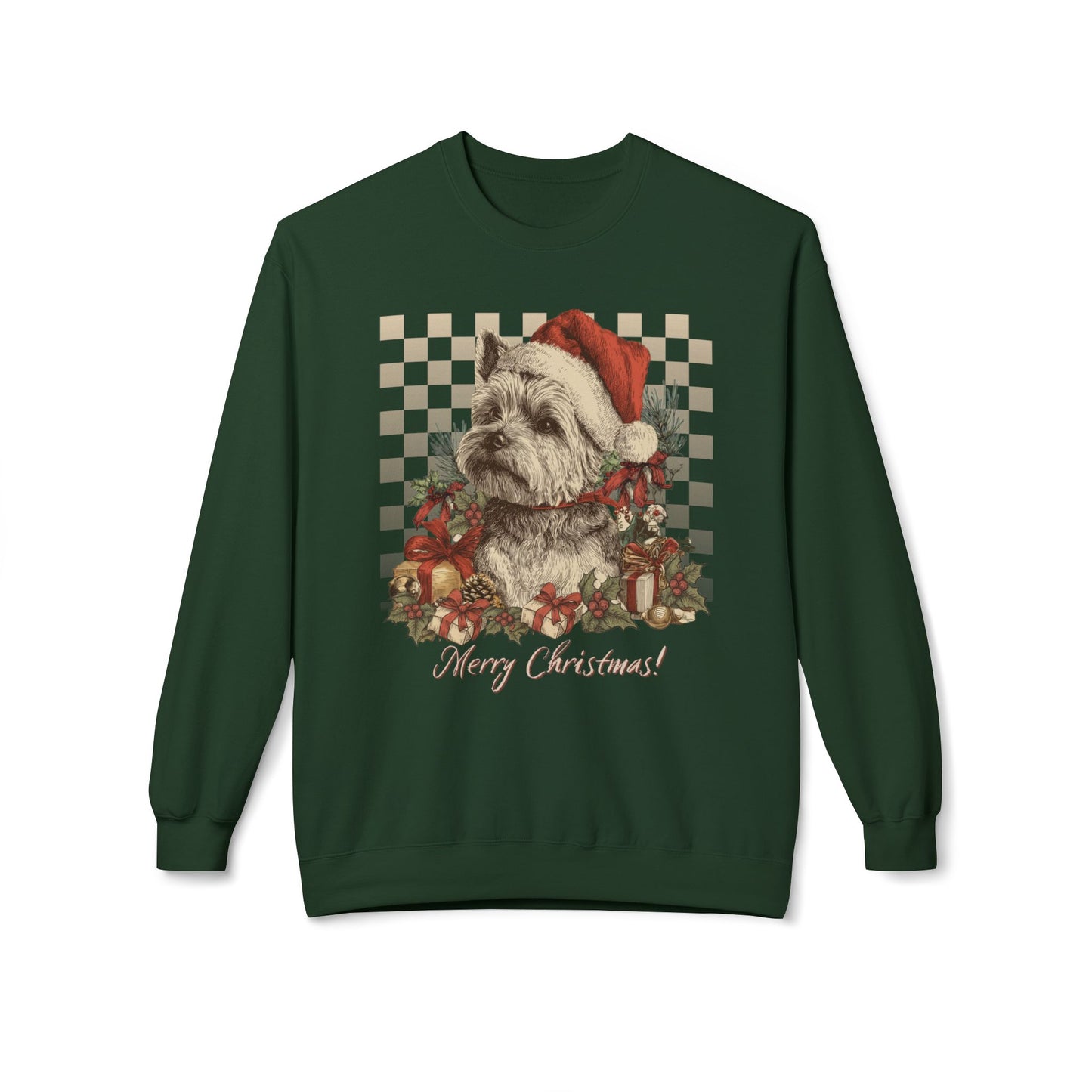 Yorkie Vintage Checkered Christmas Sweatshirt