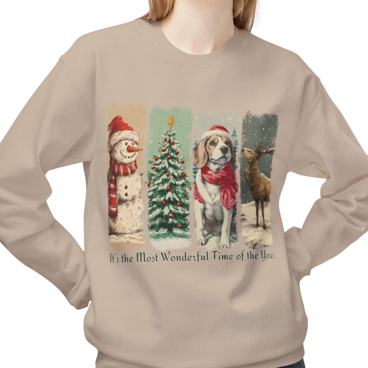 Beagle Santa – Vintage Brush Stroke Christmas Sweater