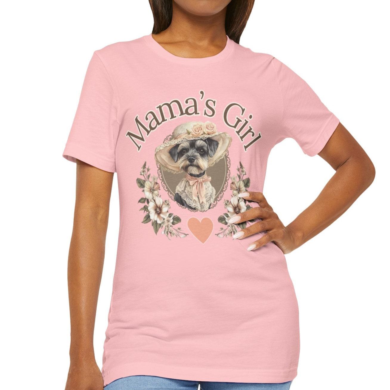 mini schnauzer mama's girl vintage shabby chic t-shirt