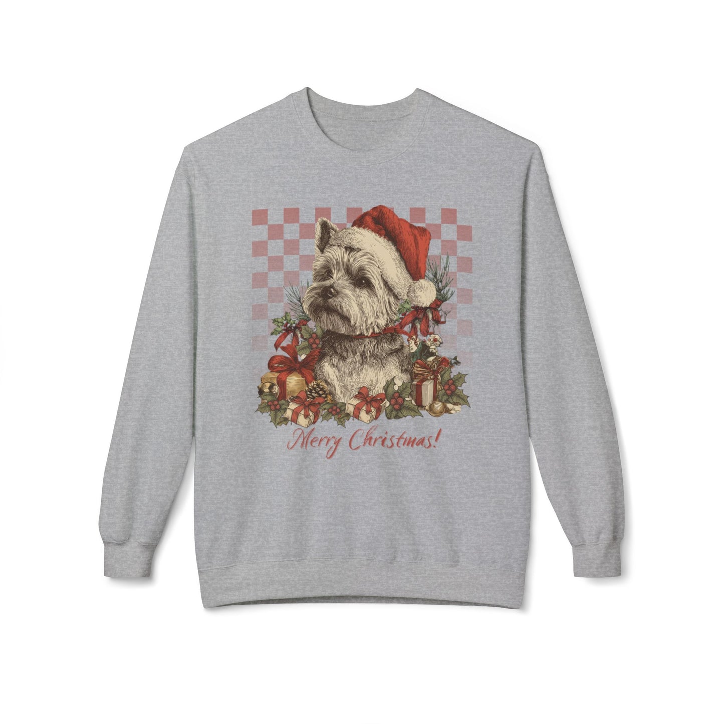 Yorkie Vintage Checkered Christmas Sweatshirt